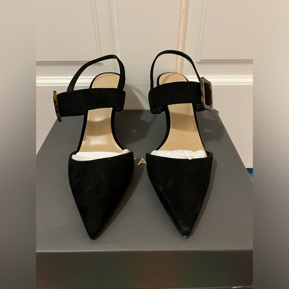 Ann Taylor Black Faux Suede Shoes, Size 9M - Picture 3 of 4